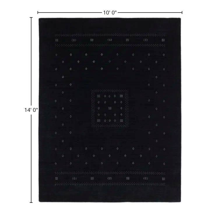 Veruca Hand-Knotted Black Wool Geometric 10' x 14' Area Rug