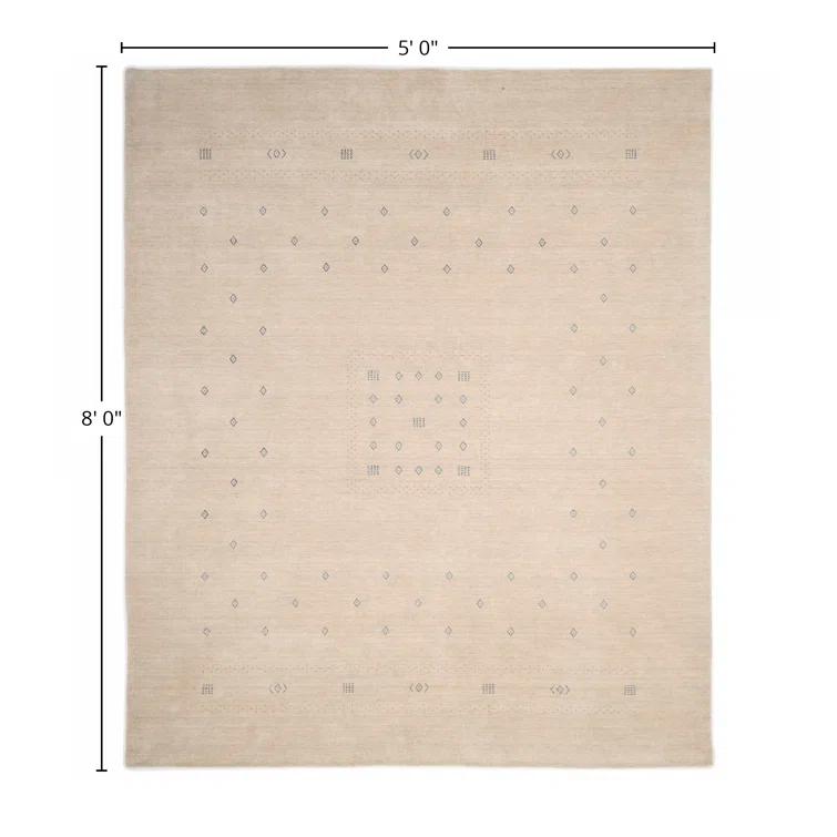Cyrena Hand-Loomed Wool Rug - Natural / 5' x 8'
