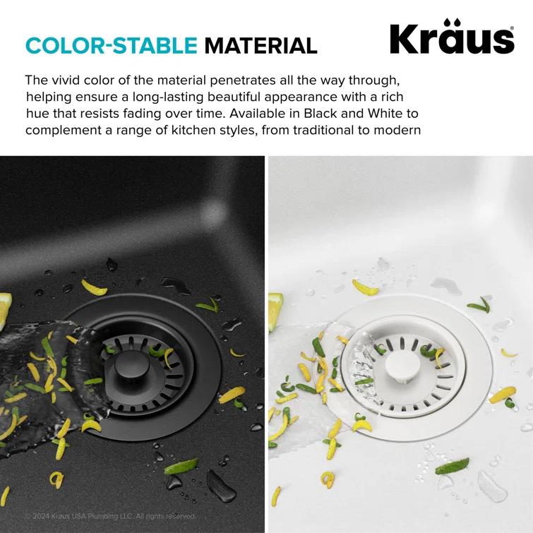 KRAUS Bellucci 33” Workstation Drop In Retrofit Farmhouse Single Bowl Granite Kitchen Sink With Accessories