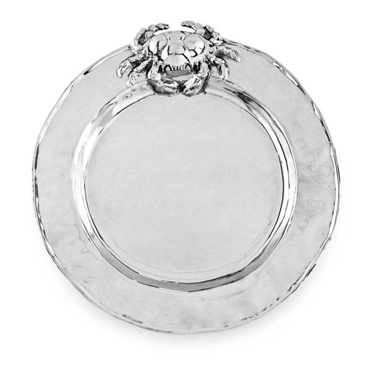 Silver Aluminum Round Ocean Crab Platter, 16''