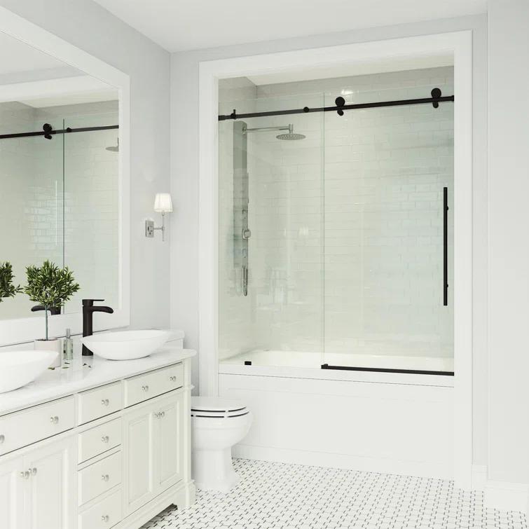 Elan E-Class 56-60" W x 66" H Sliding Frameless Tub Door with 3/8" Clear Glass