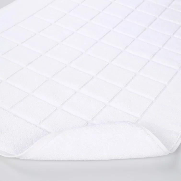 Nora Cotton Terry Solid Absorbent Thick Checkered Washable Bath Mat Set Of 2