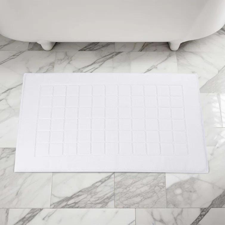 Nora Cotton Terry Solid Absorbent Thick Checkered Washable Bath Mat Set Of 2