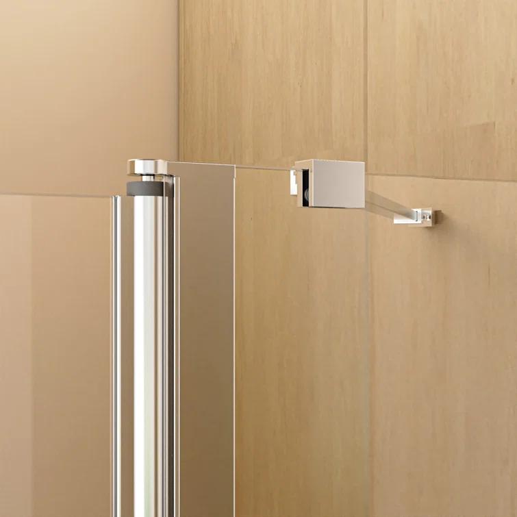 43"W x 58"H Frameless Folding Pivot Bathtub Door with 6mm Thick Clear Tempered Glass Door