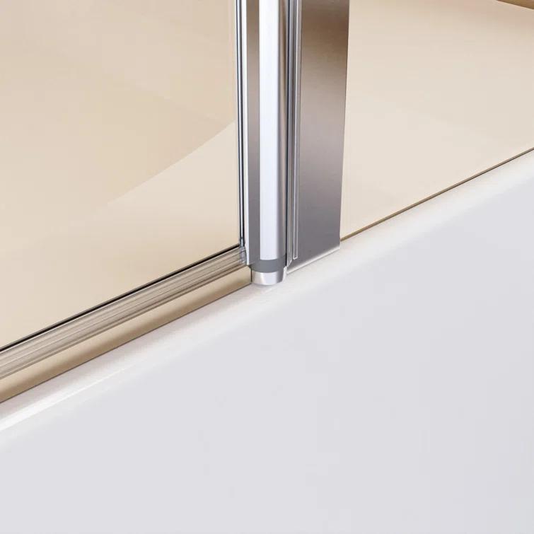 43"W x 58"H Frameless Folding Pivot Bathtub Door with 6mm Thick Clear Tempered Glass Door