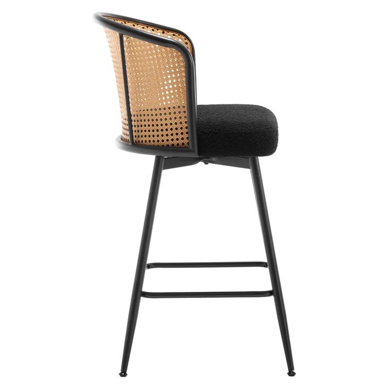 Bay Isle Home™ Cane Back Swivel Upholstered Counter & Bar Stool (Set of 2)