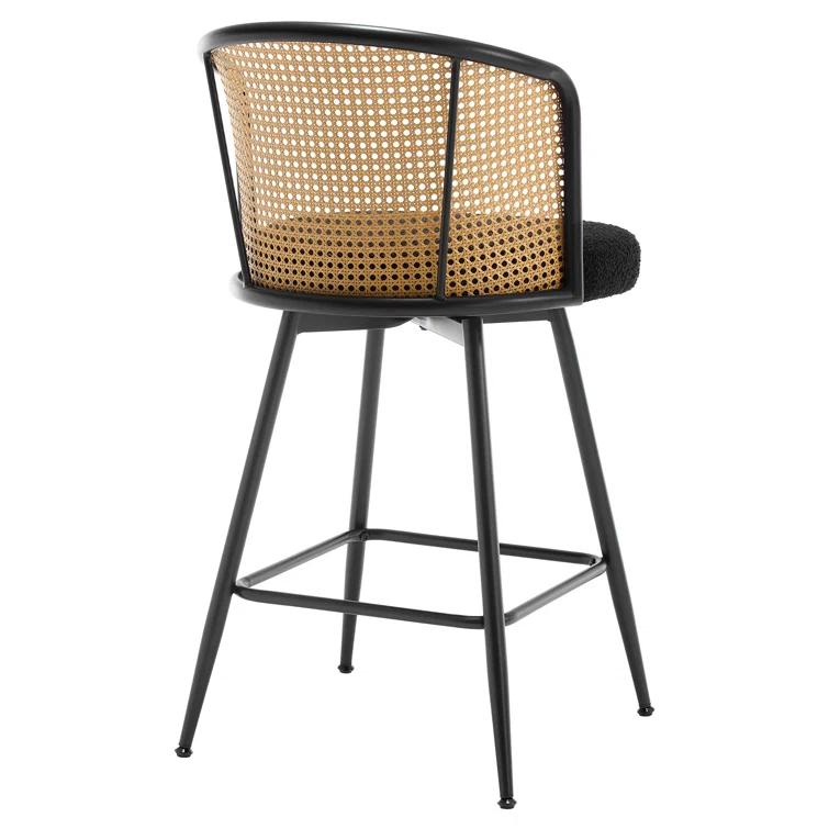 Bay Isle Home™ Cane Back Swivel Upholstered Counter & Bar Stool (Set of 2)