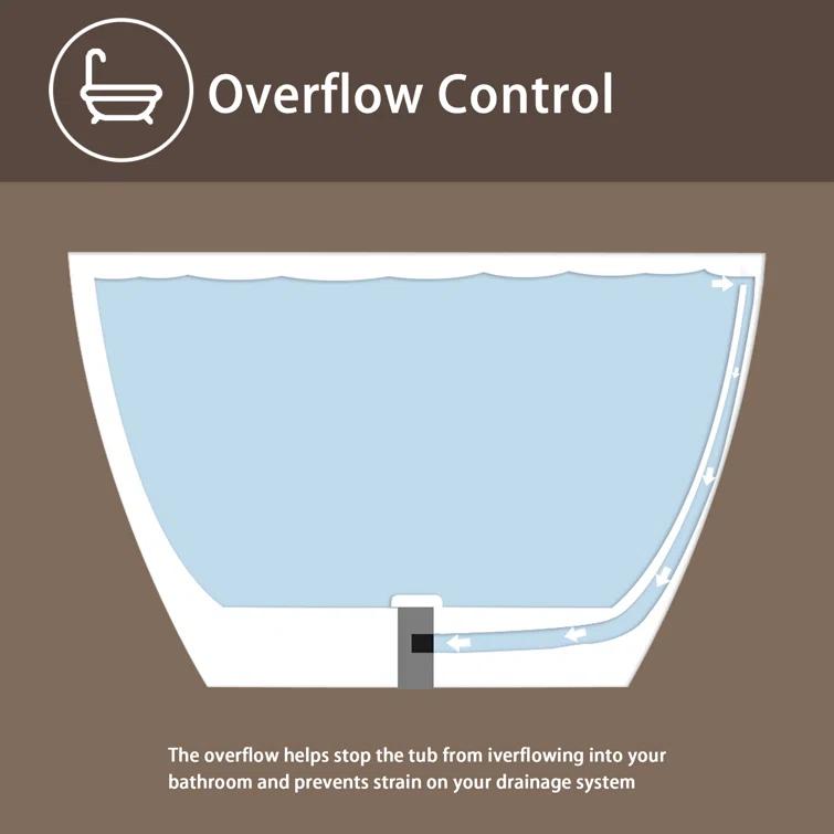 TCYO 65 in. x 30 in. Solid Surface Freestanding Soaking Bathtub with Center Drain in Matte White TYMYBT11-65MW