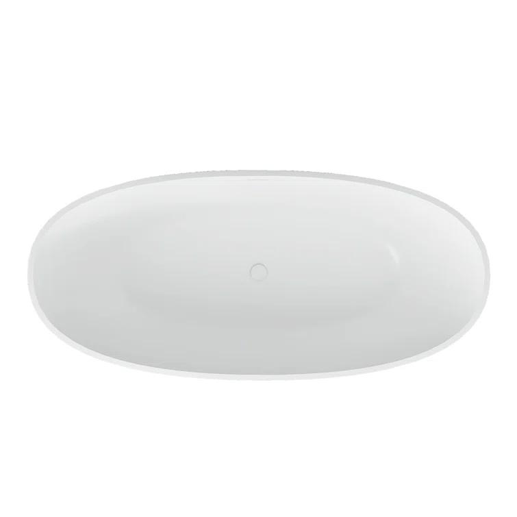 TCYO 65 in. x 30 in. Solid Surface Freestanding Soaking Bathtub with Center Drain in Matte White TYMYBT11-65MW