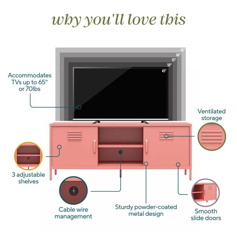 Cache Metal Locker-Style TV Stand for TVs up to 65"