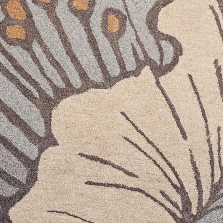 NICOLE MILLER NEW YORK Flora Grandeur Bloom Handcrafted Wool Area Rug Taupe