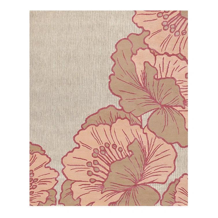 NICOLE MILLER NEW YORK Flora Grandeur Bloom Handcrafted Wool Area Rug Rose