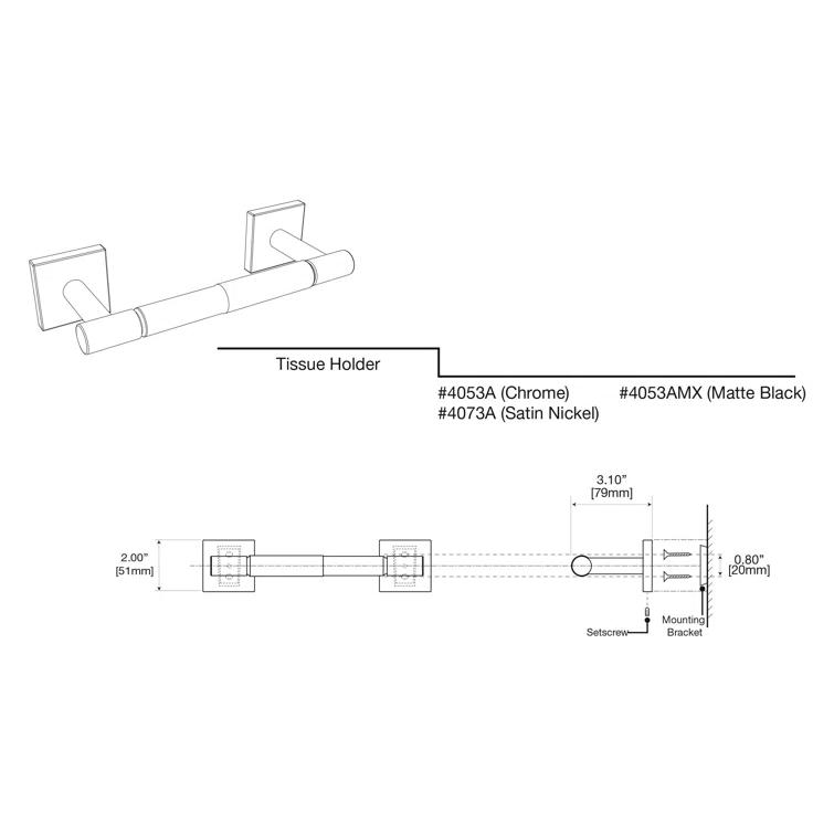 Elevate Standard Wall Mounted Toilet Paper Holder | Double Post and Spring Loaded