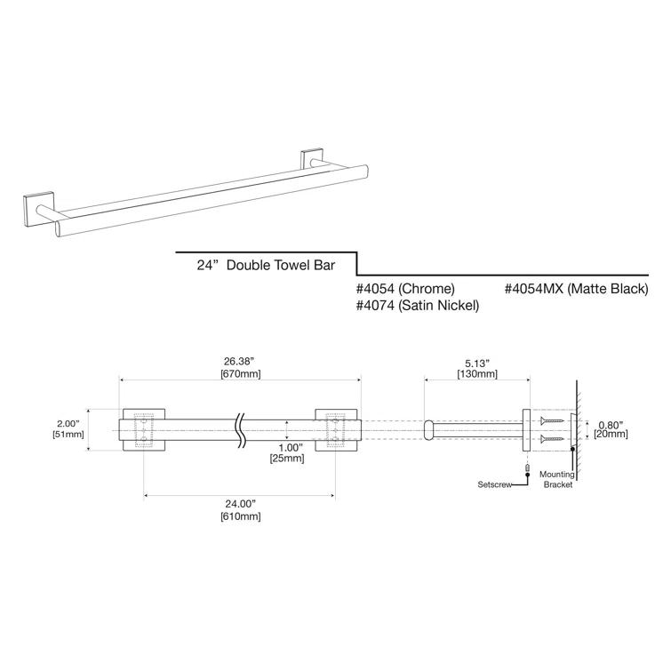 Elevate 24" Wall Mount Double Towel Bar | Towel Rack with 2 Bars