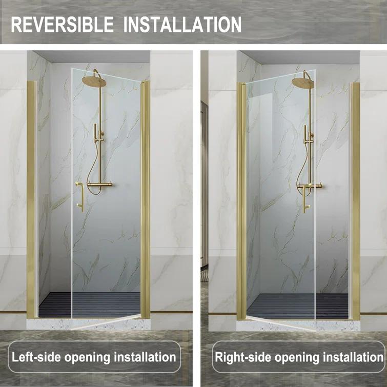 32-33.5 in. W x 72 in. H Pivot Swing Frameless Shower Door with Clear SGCC Tempered Glass