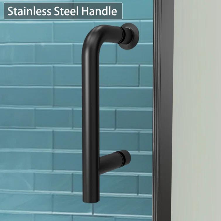 28 - 32 in. W x 71 in. H Pivot Semi-Frameless Sliding Shower Door in Matte Black with Clear SGCC Tempered Glass
