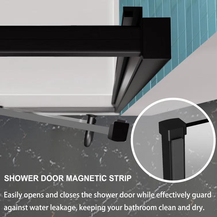 28 - 32 in. W x 71 in. H Pivot Semi-Frameless Sliding Shower Door in Matte Black with Clear SGCC Tempered Glass