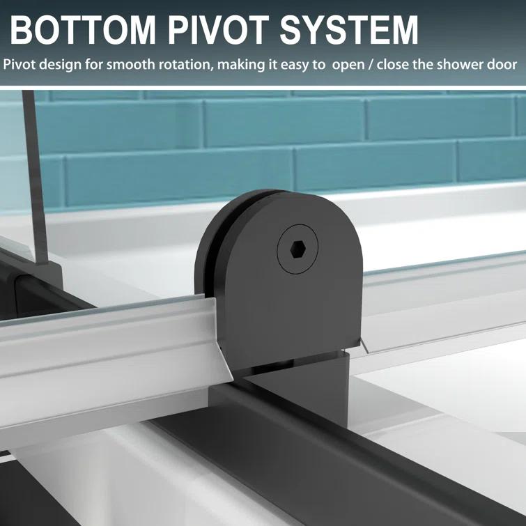 28 - 32 in. W x 71 in. H Pivot Semi-Frameless Sliding Shower Door in Matte Black with Clear SGCC Tempered Glass