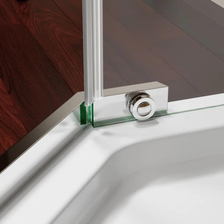 Bossicavelly 36" x 72" Neo-angle Pivot Semi Frameless Corner Shower Enclosure BOPSSD07CH