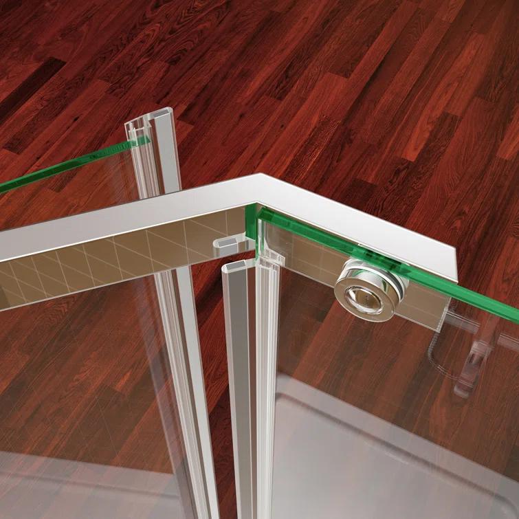 Bossicavelly 36" x 72" Neo-angle Pivot Semi Frameless Corner Shower Enclosure BOPSSD07CH