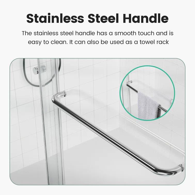44-48 in.W x 72 in.H Semi-Frameless Sliding Shower Door Clear SGCC Tempered Glass.
