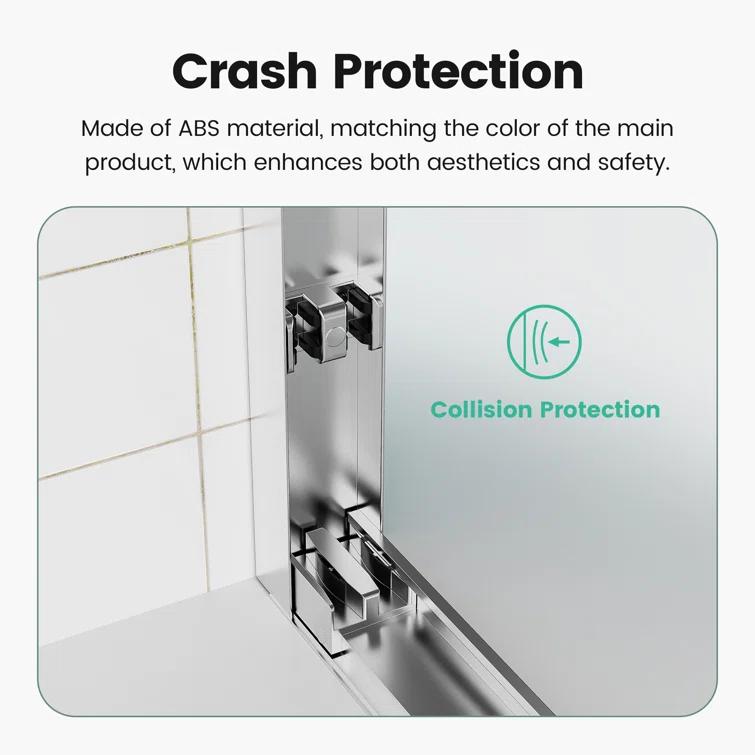 44-48 in.W x 72 in.H Semi-Frameless Sliding Shower Door Clear SGCC Tempered Glass.