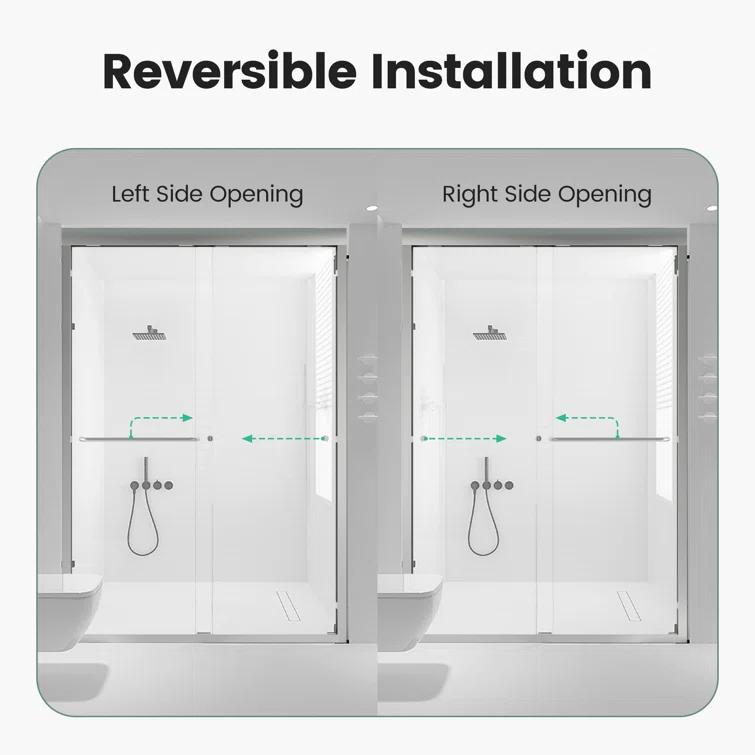 44-48 in.W x 72 in.H Semi-Frameless Sliding Shower Door Clear SGCC Tempered Glass.