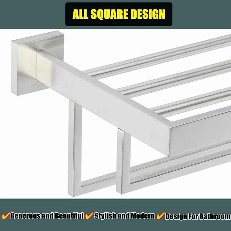 Double Towel Bar, 24 Inch Towel Racks for Bathroom, Modern Towel Holder for Bathroom Wall