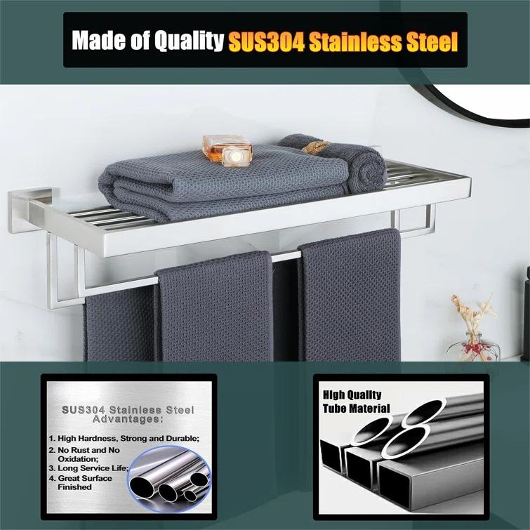 Double Towel Bar, 24 Inch Towel Racks for Bathroom, Modern Towel Holder for Bathroom Wall