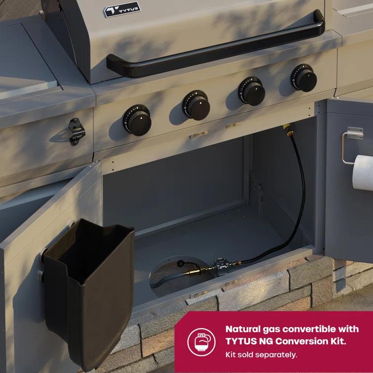 TYTUS Fresno 4 - Burner Freestanding Propane Gas Grill with Side Burner and Cabinet