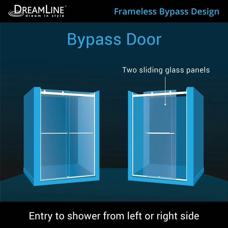 44" - 48" W 76" H Reversible Semi-Frameless Shower Door with ClearMax Technology