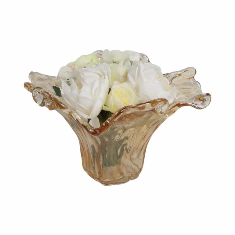 Handmade Amber Glass Decorative Table Vase