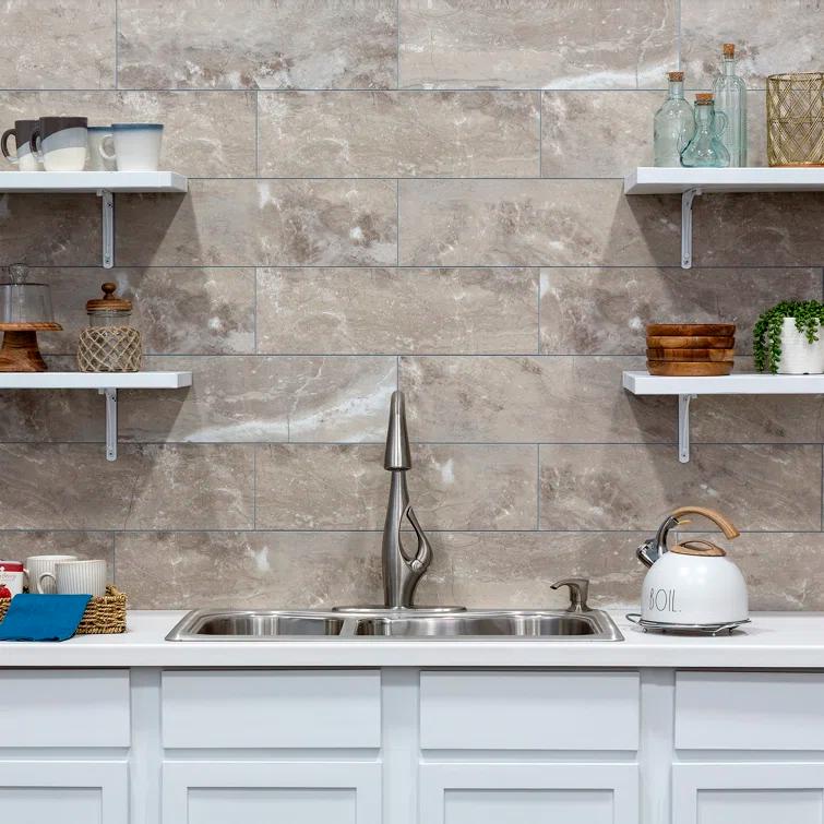 Palisade 22.8 in. x 7.31 in. Interlocking Vinyl Waterproof Wall/Backsplash Tiles