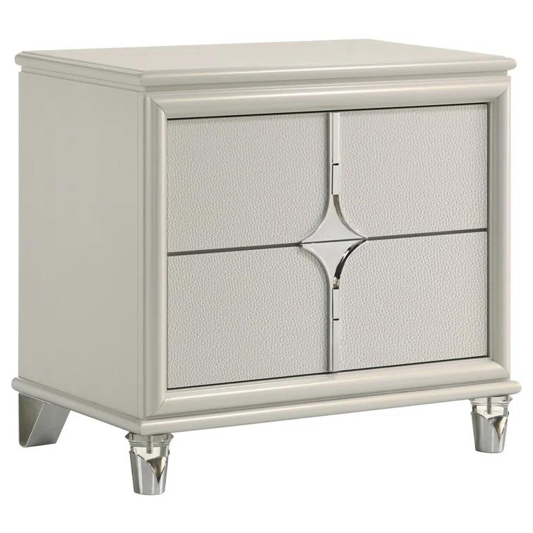Olivia 2-Drawer Nightstand Bedside Table Pearl White