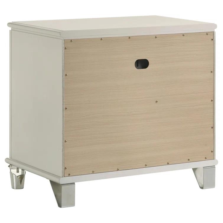 Olivia 2-Drawer Nightstand Bedside Table Pearl White