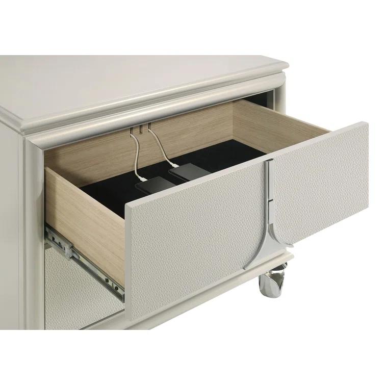 Olivia 2-Drawer Nightstand Bedside Table Pearl White
