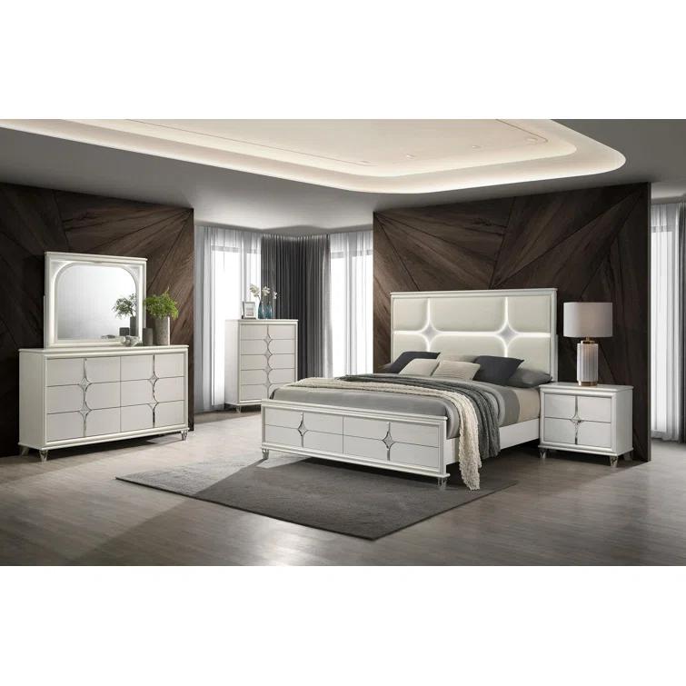 Olivia 2-Drawer Nightstand Bedside Table Pearl White