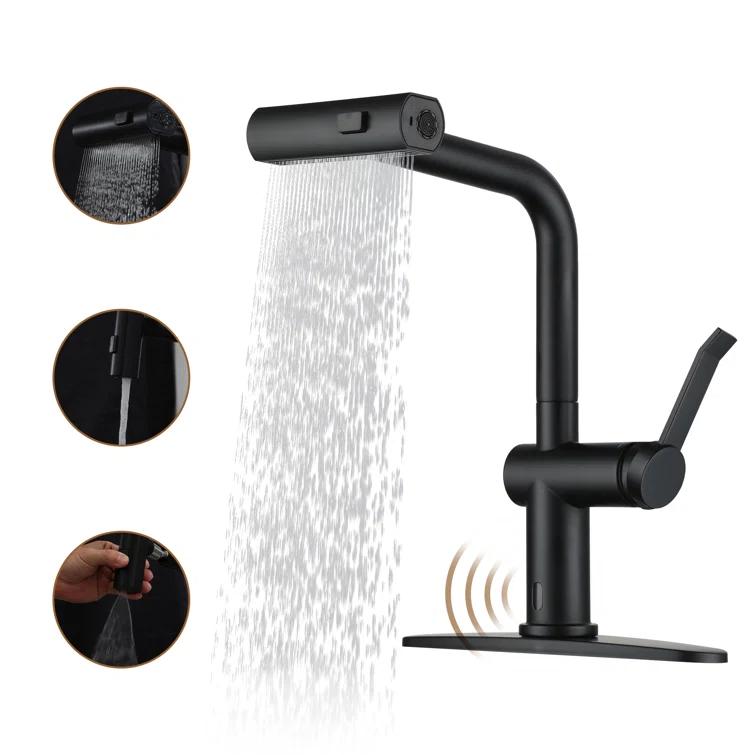 Willow Single Handle Pull Out Kitchen Faucet with Touchless Sensor, Three-function Mode Sprayer