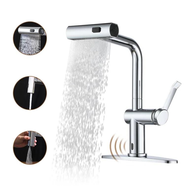 Willow Single Handle Pull Out Kitchen Faucet with Touchless Sensor, Three-function Mode Sprayer