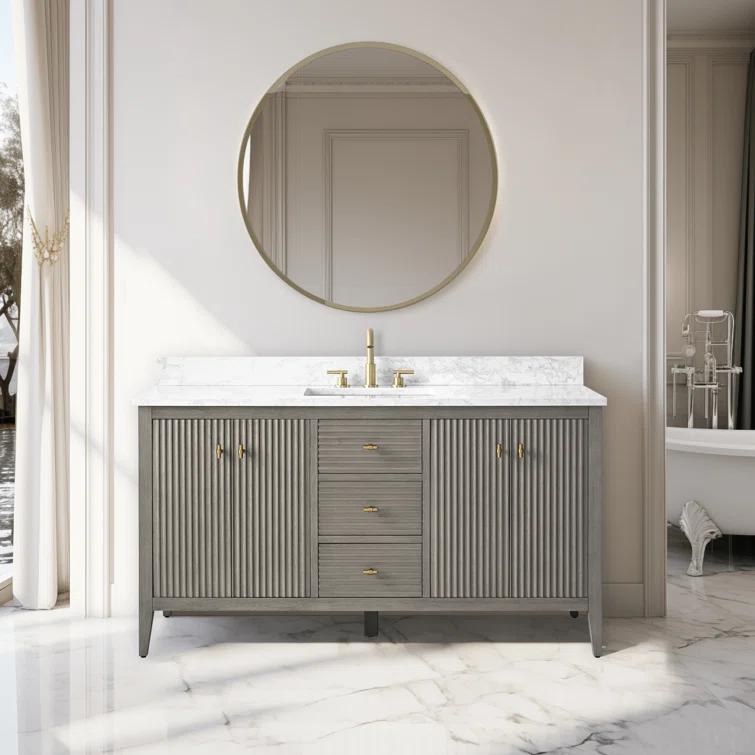 60'' Single Bathroom Vanity with Engineered Marble Top