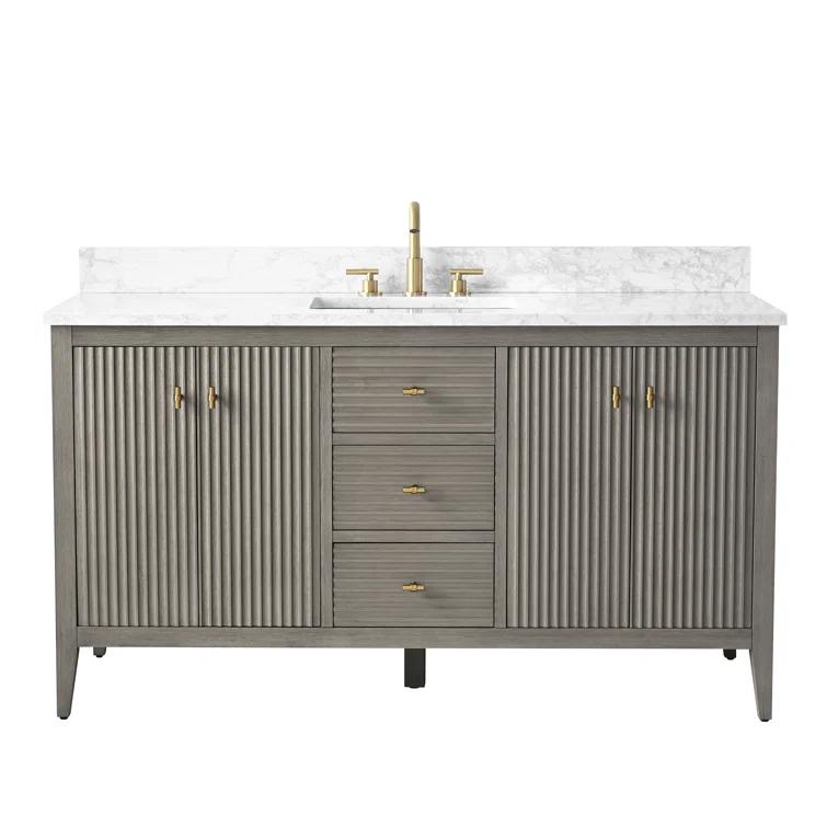 60'' Single Bathroom Vanity with Engineered Marble Top
