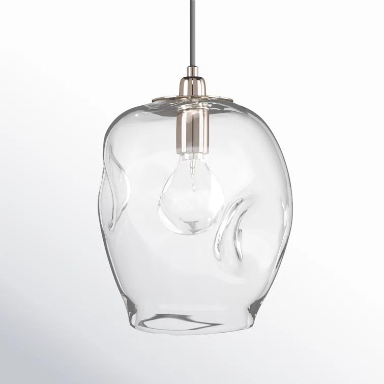 Jamie Young Co Large Coastal Dimpled Glass Pendant in Clear/Silver