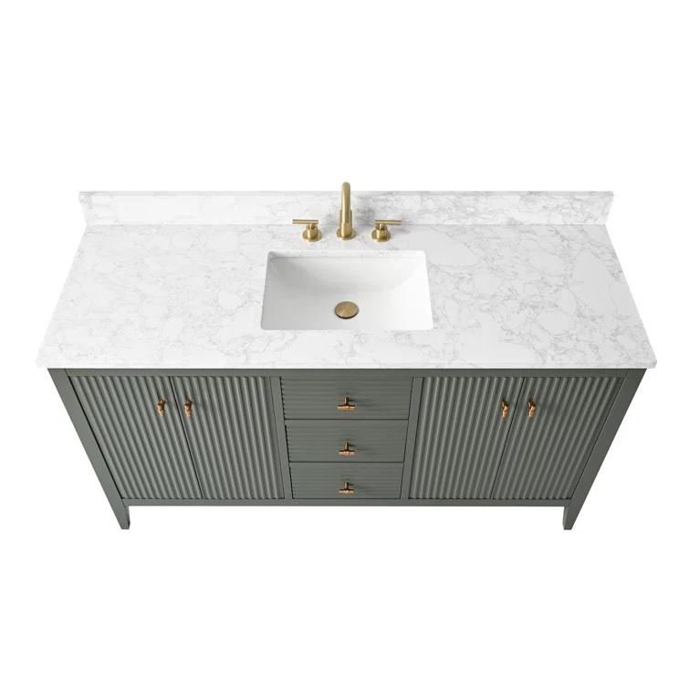 60'' Single Bathroom Vanity with Engineered Marble Top