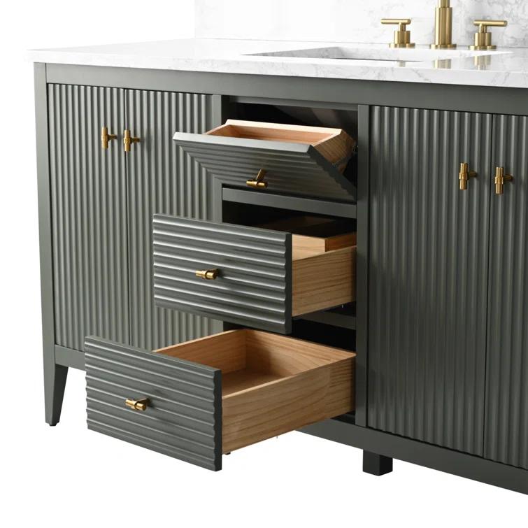 60'' Single Bathroom Vanity with Engineered Marble Top