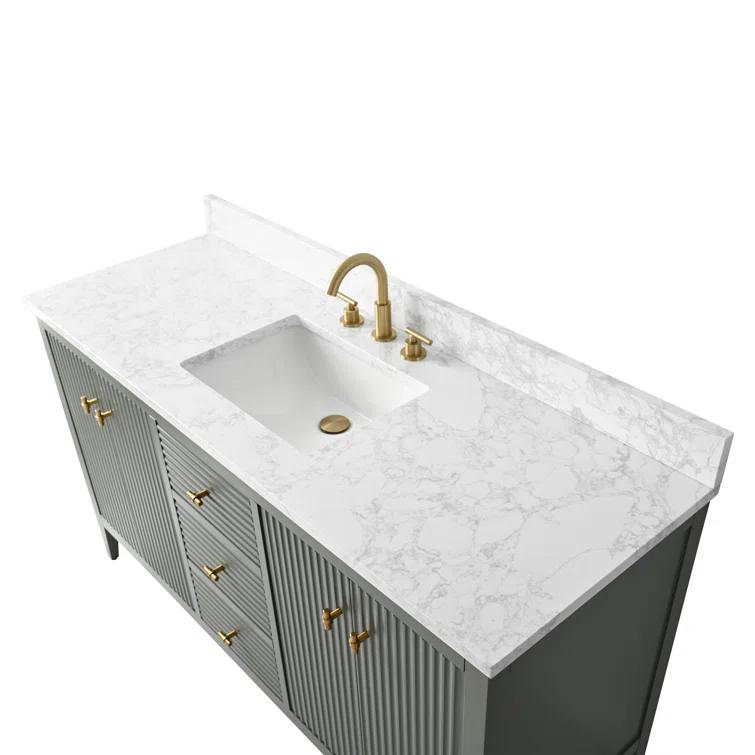60'' Single Bathroom Vanity with Engineered Marble Top