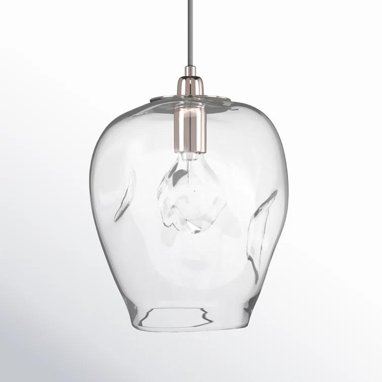 Jamie Young Co Large Coastal Dimpled Glass Pendant in Clear/Silver