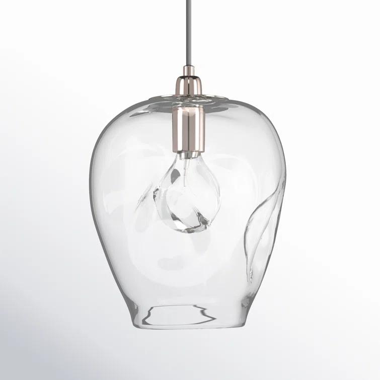 Jamie Young Co Large Coastal Dimpled Glass Pendant in Clear/Silver