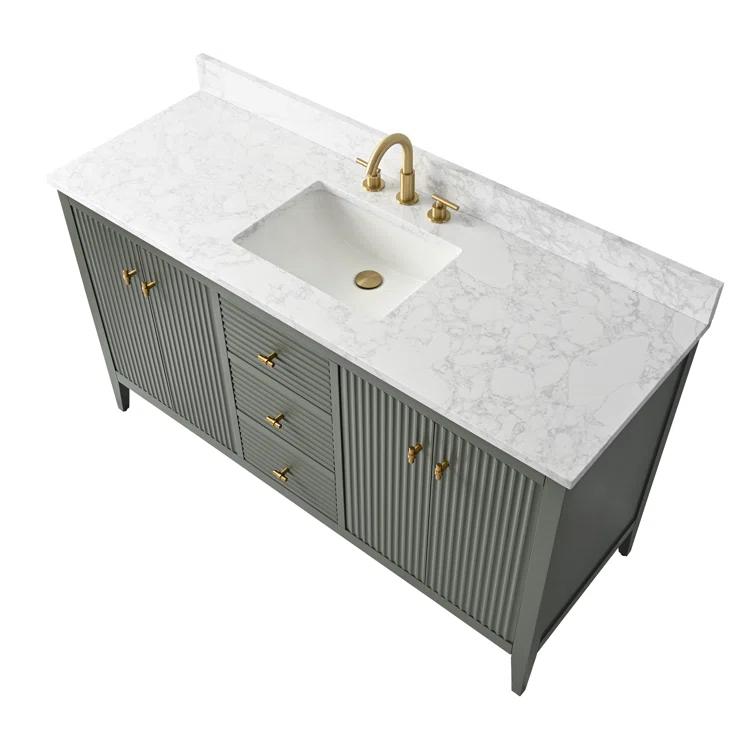 60'' Single Bathroom Vanity with Engineered Marble Top