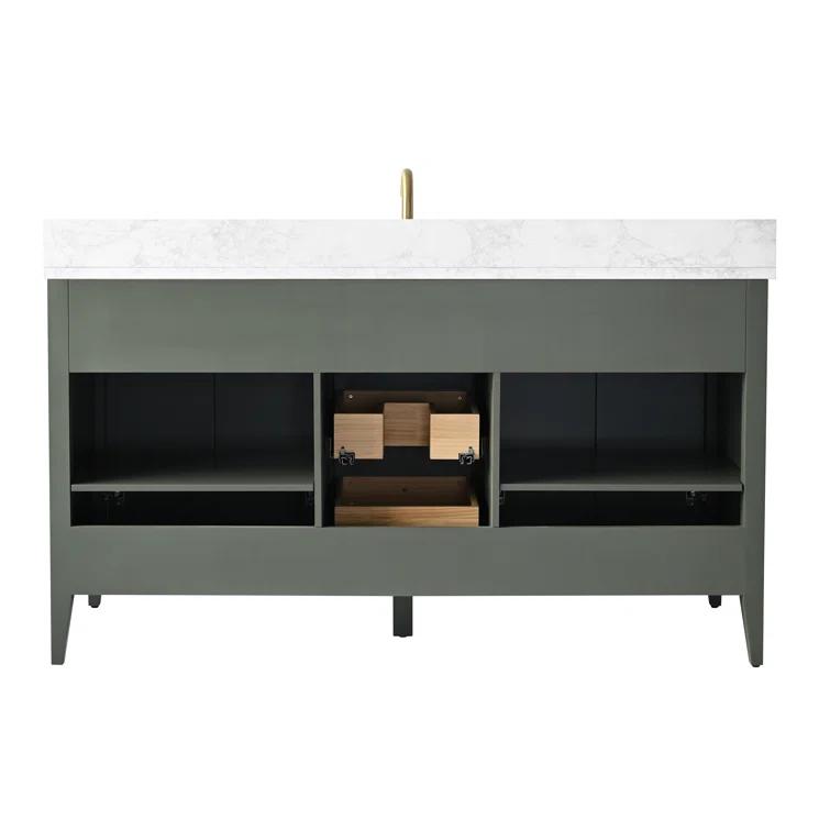 60'' Single Bathroom Vanity with Engineered Marble Top
