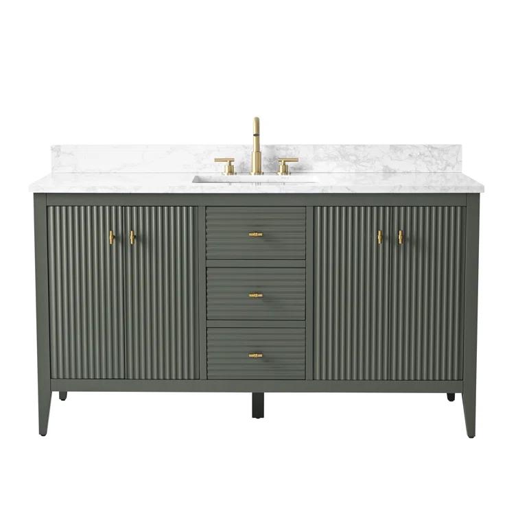 60'' Single Bathroom Vanity with Engineered Marble Top